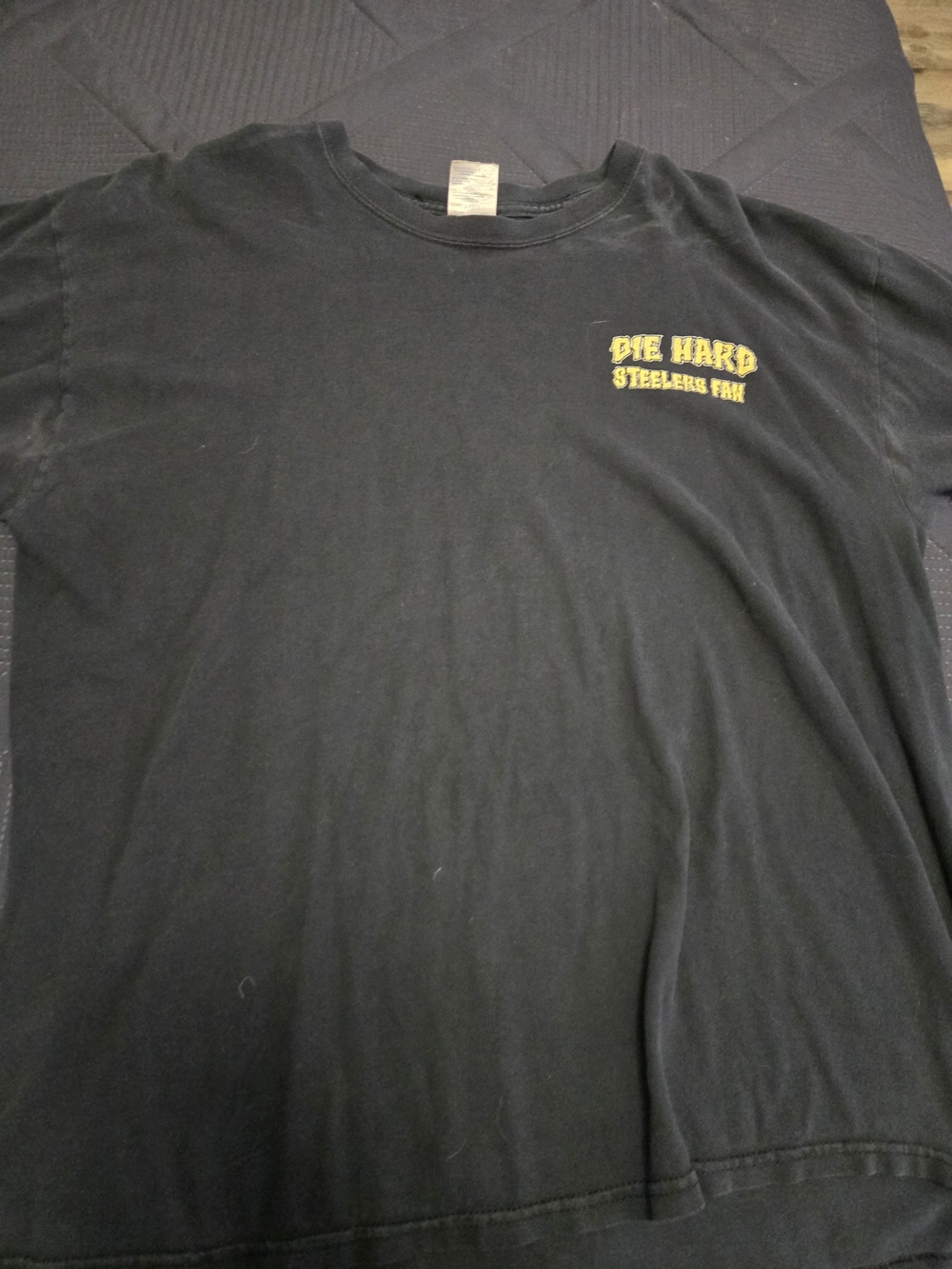 Gildan Black Short-Sleeve Tee with Yellow 'Die Hard Steelers Fan' Chest Graphic